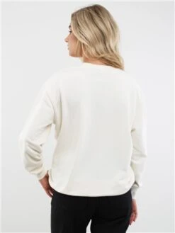 Brave Soul Cream / Black Donna Print Crew Neck Sweater -Noisy May Shop 29210 3