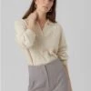 Veromoda Cream / Birch Milena Ls Polo Neck Pullover -Noisy May Shop 29231