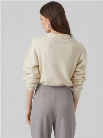 Veromoda Cream / Birch Milena Ls Polo Neck Pullover 6 Veromoda Cream / Birch Milena Ls Polo Neck Pullover - Image 4