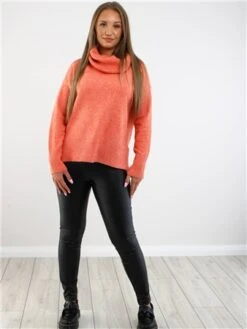 Veromoda Orange / Tangerine Tango Doffy Pullover 8 Veromoda Orange / Tangerine Tango Doffy Pullover -Noisy May Shop 29237 2