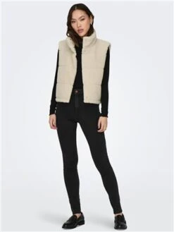 Only Beige / Pumice Stone Sandra Teddy Gilet -Noisy May Shop 29247 2