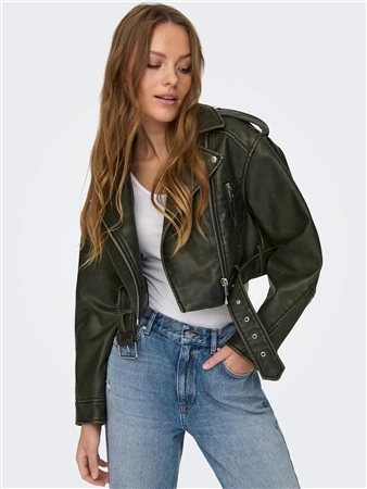 Only Black / Black Ella Faux Leather Washed Biker Jacket 3 Only Black / Black Ella Faux Leather Washed Biker Jacket