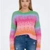 Only Purple / Fuchsia Purple Gita O Neck Contrast Sleeves Pullover