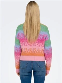 Only Purple / Fuchsia Purple Gita O Neck Contrast Sleeves Pullover -Noisy May Shop 29252 3