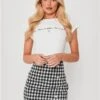 Saint Genies Black / White Houndstooth Tweed Skirt