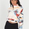 Brave Soul White / Pattern Funnel Neck Borg Sweatshirt -Noisy May Shop 29257