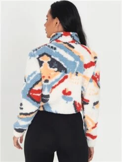 Brave Soul White / Pattern Funnel Neck Borg Sweatshirt -Noisy May Shop 29257 3