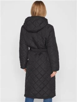 Vila Black Kante Long Quilted Coat -Noisy May Shop 29293 3