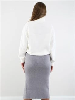 Saint Genies Grey Ribbed Split Midi Skirt -Noisy May Shop 29304 3