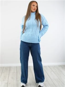 Brave Soul Blue Cable Knit Jumper -Noisy May Shop 29310 2