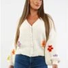 Qed Ivory Chunky Flower Cardigan