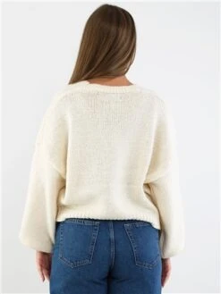 Qed Ivory Chunky Flower Cardigan -Noisy May Shop 29330 3