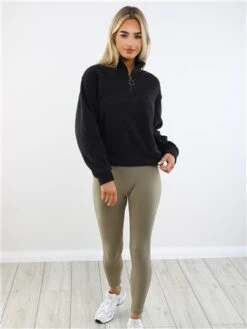 Brave Soul Black Zip Detail Cropped Polar Fleece Sweatshirt -Noisy May Shop 29387 2