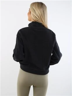 Brave Soul Black Zip Detail Cropped Polar Fleece Sweatshirt -Noisy May Shop 29387 3