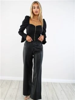 The Frolic Black Long Sleeve Corset Top -Noisy May Shop 29390 2