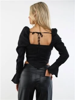 The Frolic Black Long Sleeve Corset Top -Noisy May Shop 29390 3