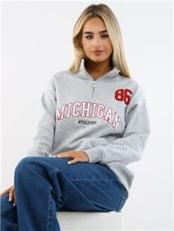 The Frolic Grey Michigan Zip Sweat