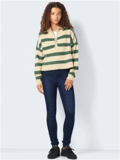 Noisy May Foliage Green Alice Knitted Zip Pullover -Noisy May Shop 29440 2