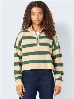 Noisy May Foliage Green Alice Knitted Zip Pullover