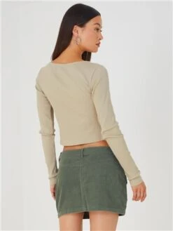 Brave Soul Green Cord Cargo Mini Skirt -Noisy May Shop 29445 3