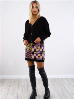 Glamorous Retro Black Intarsia Knit Mini Skirt -Noisy May Shop 29481 2