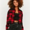 Tally Weijl Black / Red Cropped Check Shacket -Noisy May Shop 29483
