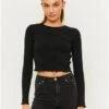 Tally Weijl Black Cropped Basic T-Shirt