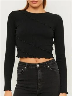 Tally Weijl Black Cropped Basic T-Shirt -Noisy May Shop 29486 2