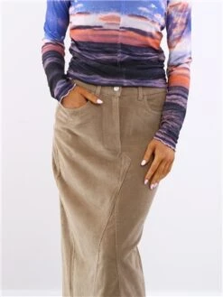 Only Brown / Weathered Teak Flora Mw Long Cord Skirt -Noisy May Shop 29490 1