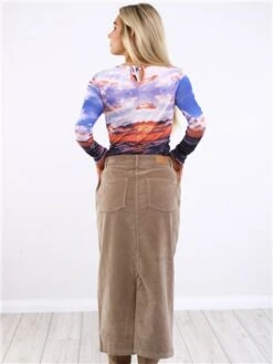 Only Brown / Weathered Teak Flora Mw Long Cord Skirt -Noisy May Shop 29490 3