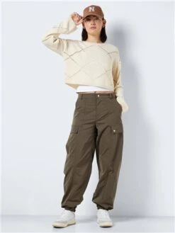 Noisy May Pearled Ivory June Cropped Knitted Pullover -Noisy May Shop 29493 2