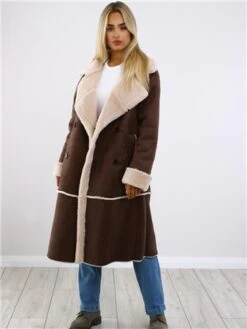 Weekend Vibes Brown Bonded Shearing Jacket -Noisy May Shop 29534 2