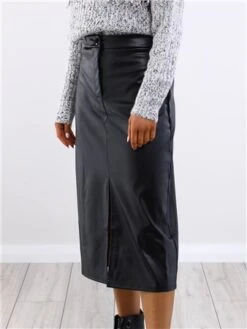 Pieces Black Lea Faux Leather Skirt -Noisy May Shop 29536 1