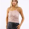 Saint Genies Rose Sequin Ruched Top