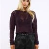 Missy Empire Purple Reese Crochet Crop Top -Noisy May Shop 29540