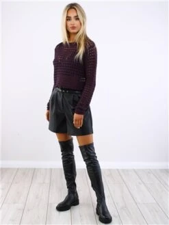 Missy Empire Purple Reese Crochet Crop Top -Noisy May Shop 29540 2