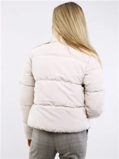 Weekend Vibes Cream High Neck Short Cord Puffer Jacket -Noisy May Shop 29543 3