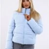 Weekend Vibes Skyway Blue High Neck Short Cord Puffer Jacket -Noisy May Shop 29546
