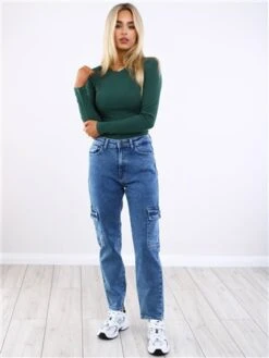 Pieces Trekking Green Ruka Ribbed Top -Noisy May Shop 29550 2