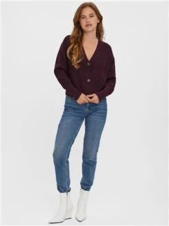 Veromoda Red / Winetasting Lea Knitted Cardigan -Noisy May Shop 29555 2