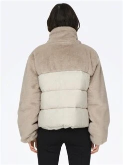 Only Gray / Moonbeam Wanja Fur Puffer Mix Jacket -Noisy May Shop 29556 3