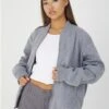 Brave Soul Grey Marl Zip Through Bomber Style Jacket -Noisy May Shop 29571