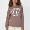 Brave Soul Deep Taupe California Print Crew Sweat