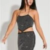Saint Genies Black Strappy Diamante Detail Top
