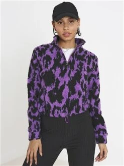 Brave Soul Purple Combo Teddy Brooke Zip Fleece -Noisy May Shop 29665 2