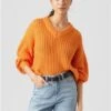 Veromoda Orange Thunder V-Neck Pullover