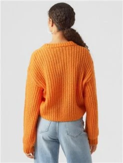Veromoda Orange Thunder V-Neck Pullover -Noisy May Shop 29668 3