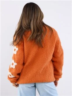 Daisy Street Orange Teddy Floral Fleece -Noisy May Shop 29698 3