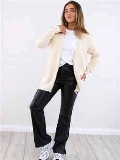 Brave Soul Oatmeal Chunky Knit Zip Cardigan -Noisy May Shop 29699 2