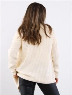 Brave Soul Oatmeal Chunky Knit Zip Cardigan -Noisy May Shop 29699 3